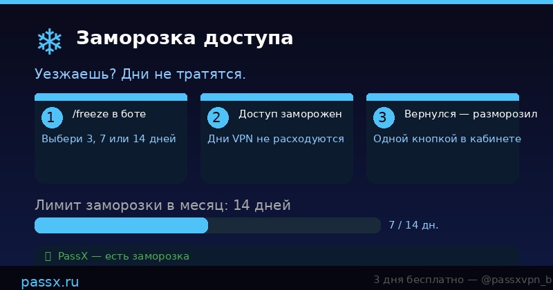 Заморозка доступа PassX VPN